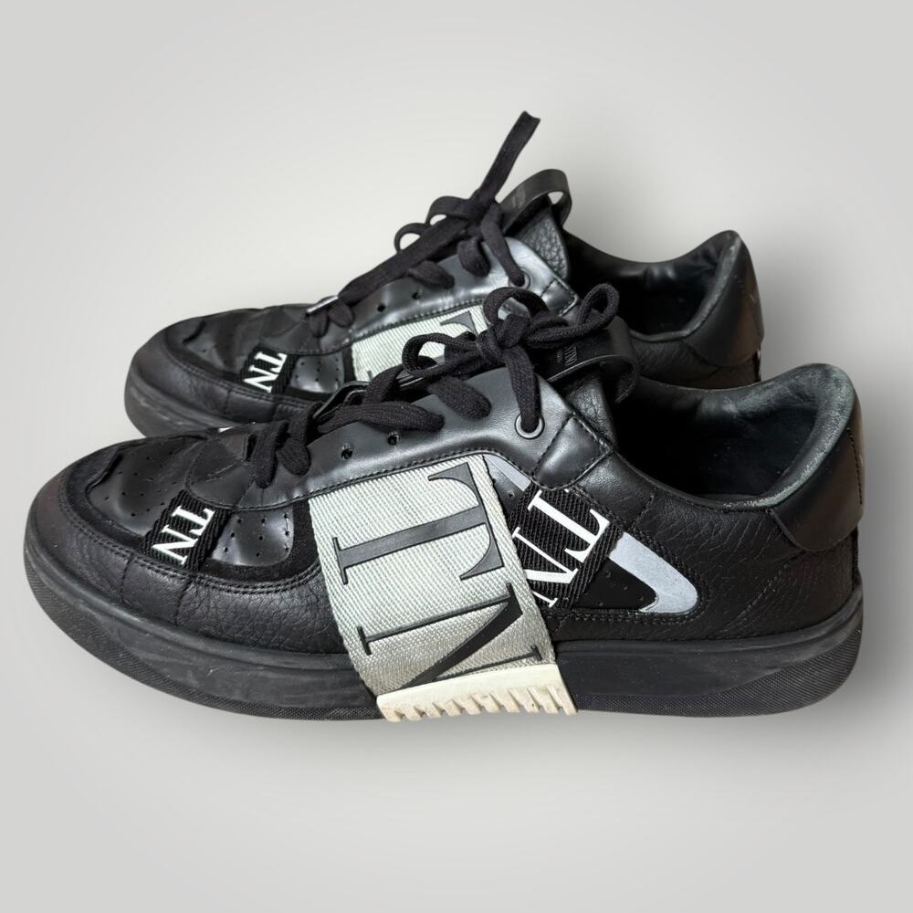 Valentino Garavani VL7N Logo Detail Leather Black Mens Sneaker Shoes Size 42